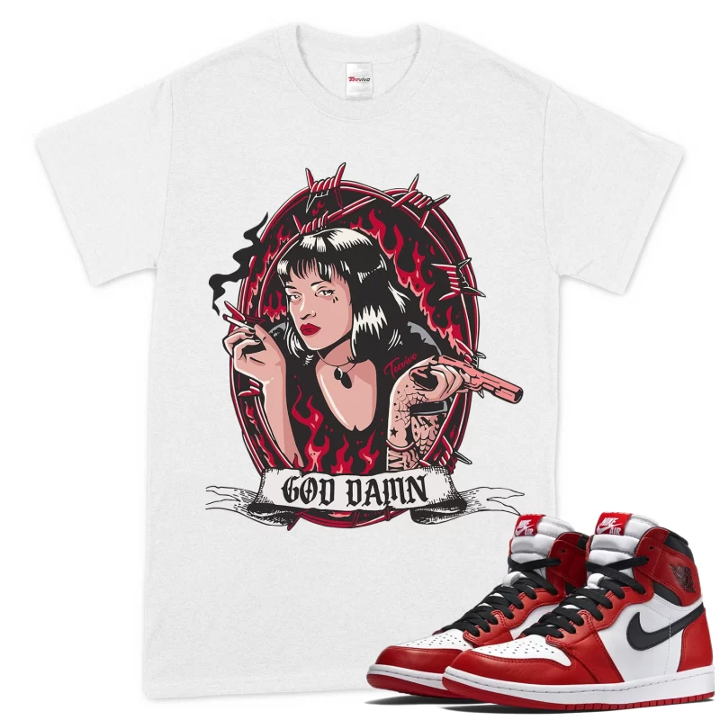 TeeVivo T-Shirt Match Air Jordan 1 Retro High OG Chicago Lost and Found God Daaamn – Air Jordan 1 Shirt, AJ1 Shirt