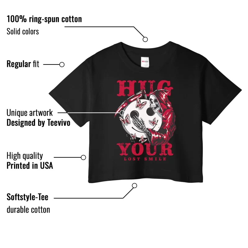 TeeVivo Crop Top Match Air Jordan 1 Retro High OG Chicago Lost and Found Hug your lost smile – Air Jordan 1 Crop Top, AJ1 Crop Top
