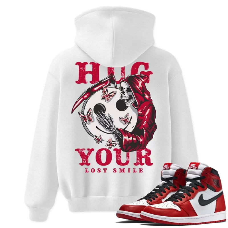 TeeVivo Hoodie Match Air Jordan 1 Retro High OG Chicago Lost and Found Hug your lost smile – Air Jordan 1 Hoodie, AJ1 Hoodie