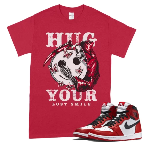TeeVivo T-Shirt Match Air Jordan 1 Retro High OG Chicago Lost and Found Hug your lost smile – Air Jordan 1 Shirt, AJ1 Shirt