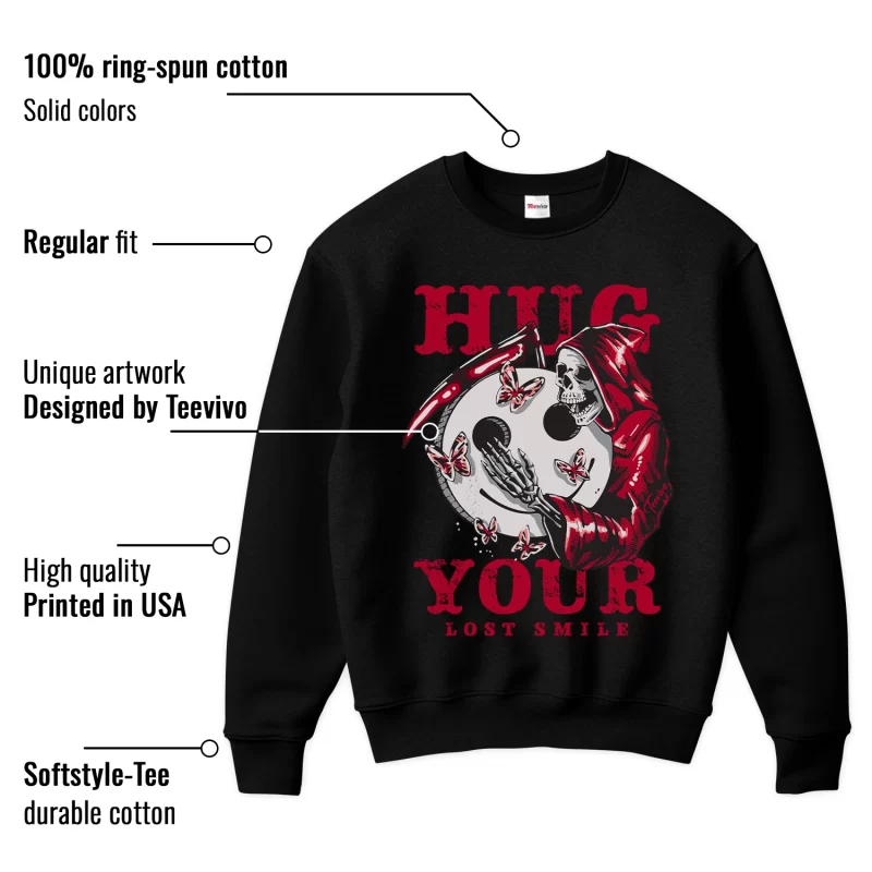 TeeVivo Sweatshirt Match Air Jordan 1 Retro High OG Chicago Lost and Found Hug your lost smile – Air Jordan 1 Sweatshirt, AJ1 Sweatshirt