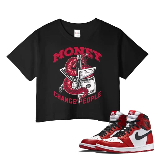 TeeVivo Crop Top Match Air Jordan 1 Retro High OG Chicago Lost and Found Money change people – Air Jordan 1 Crop Top, AJ1 Crop Top
