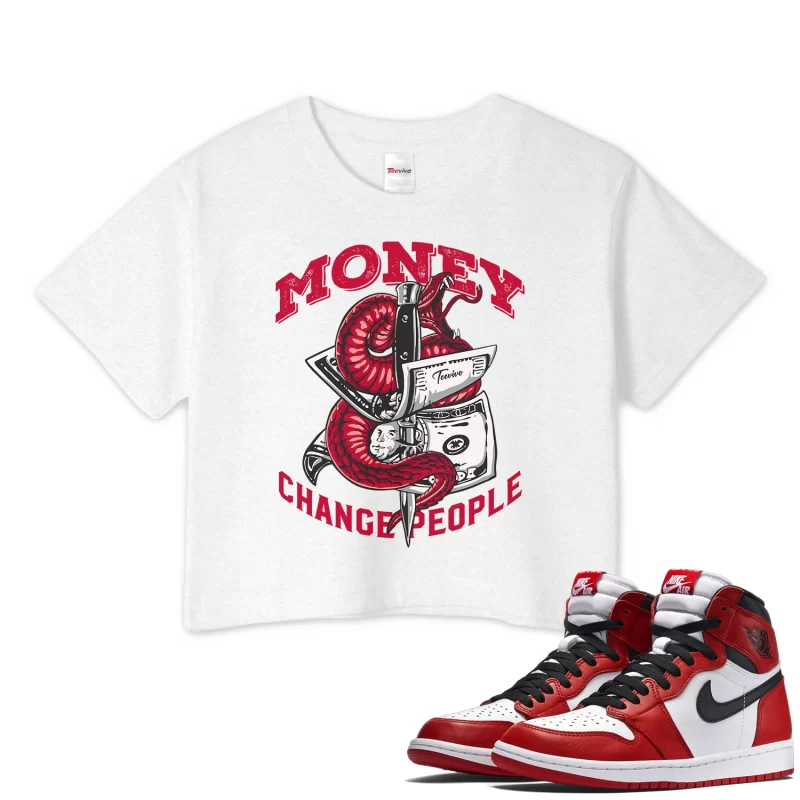 TeeVivo Crop Top Match Air Jordan 1 Retro High OG Chicago Lost and Found Money change people – Air Jordan 1 Crop Top, AJ1 Crop Top