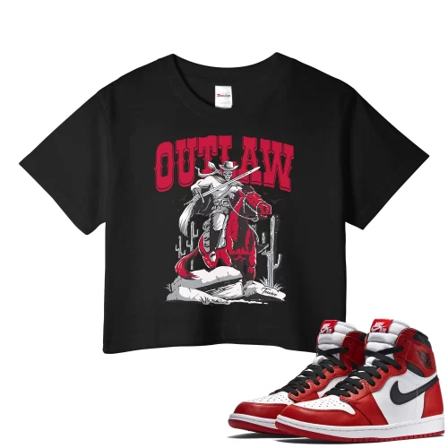 TeeVivo Crop Top Match Air Jordan 1 Retro High OG Chicago Lost and Found Outlaw – Air Jordan 1 Crop Top, AJ1 Crop Top