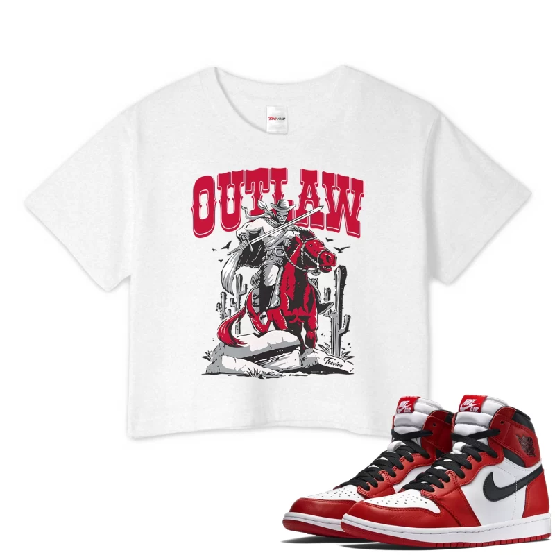 TeeVivo Crop Top Match Air Jordan 1 Retro High OG Chicago Lost and Found Outlaw – Air Jordan 1 Crop Top, AJ1 Crop Top