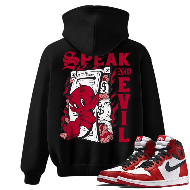 TeeVivo Hoodie Match Air Jordan 1 Retro High OG Chicago Lost and Found Speak no evil – Air Jordan 1 Hoodie, AJ1 Hoodie
