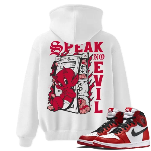 TeeVivo Hoodie Match Air Jordan 1 Retro High OG Chicago Lost and Found Speak no evil – Air Jordan 1 Hoodie, AJ1 Hoodie