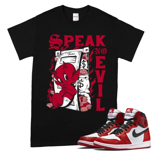 TeeVivo T-Shirt Match Air Jordan 1 Retro High OG Chicago Lost and Found Speak no evil – Air Jordan 1 Shirt, AJ1 Shirt