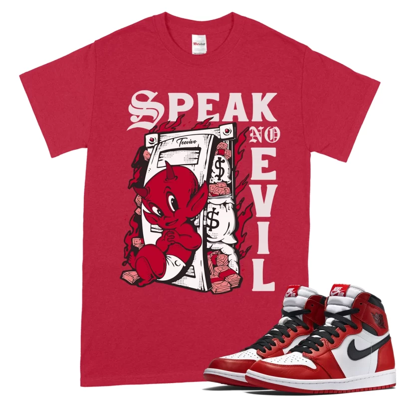 TeeVivo T-Shirt Match Air Jordan 1 Retro High OG Chicago Lost and Found Speak no evil – Air Jordan 1 Shirt, AJ1 Shirt