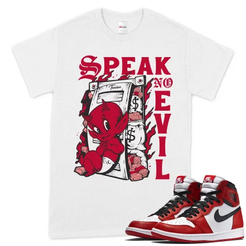 TeeVivo T-Shirt Match Air Jordan 1 Retro High OG Chicago Lost and Found Speak no evil – Air Jordan 1 Shirt, AJ1 Shirt