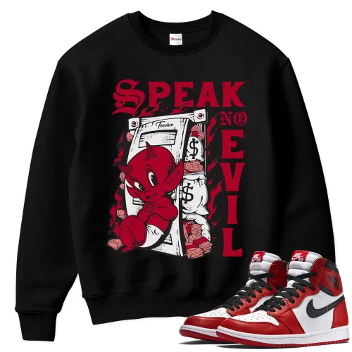 TeeVivo Sweatshirt Match Air Jordan 1 Retro High OG Chicago Lost and Found Speak no evil – Air Jordan 1 Sweatshirt, AJ1 Sweatshirt