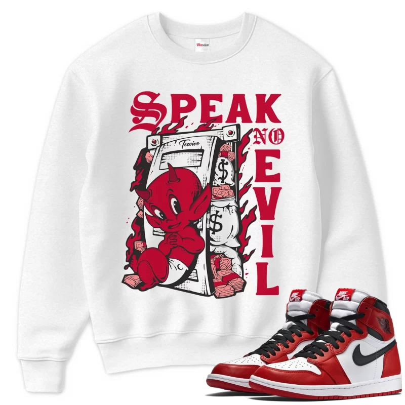 TeeVivo Sweatshirt Match Air Jordan 1 Retro High OG Chicago Lost and Found Speak no evil – Air Jordan 1 Sweatshirt, AJ1 Sweatshirt