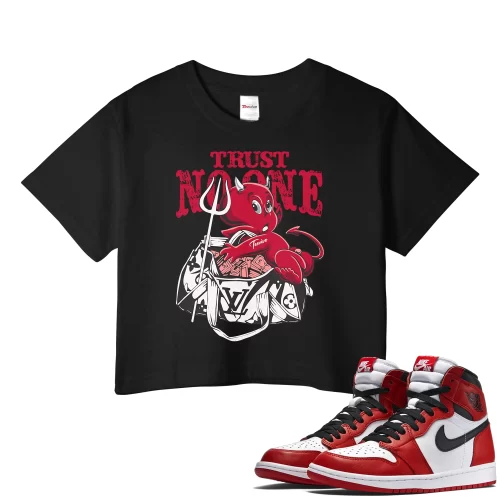 TeeVivo Crop Top Match Air Jordan 1 Retro High OG Chicago Lost and Found Trust no one – Air Jordan 1 Crop Top, AJ1 Crop Top