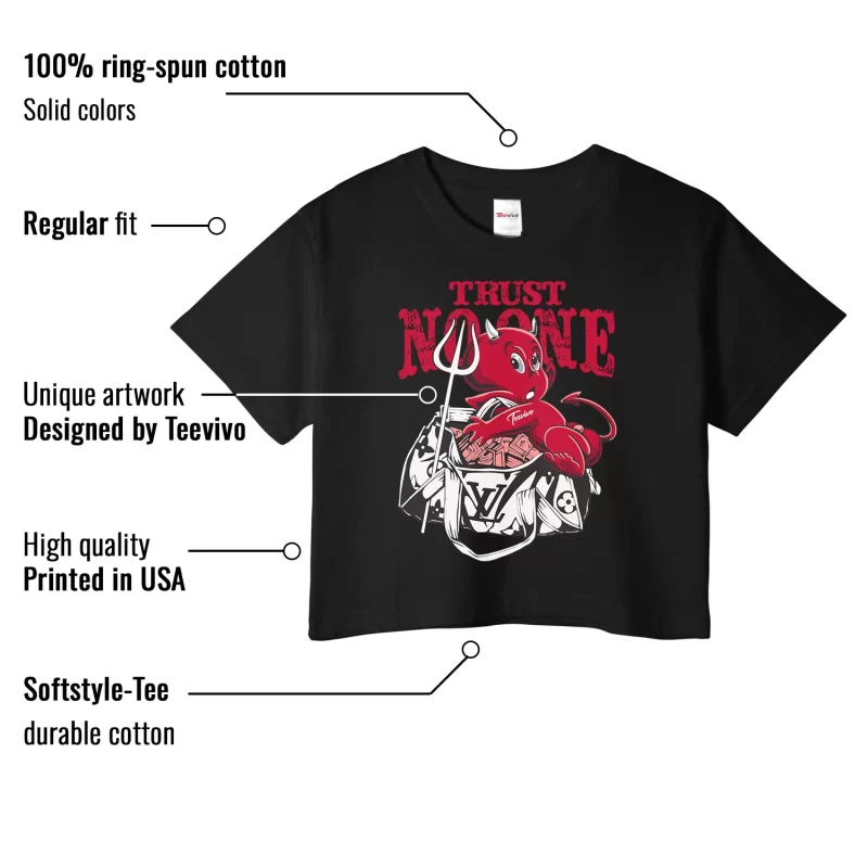 TeeVivo Crop Top Match Air Jordan 1 Retro High OG Chicago Lost and Found Trust no one – Air Jordan 1 Crop Top, AJ1 Crop Top