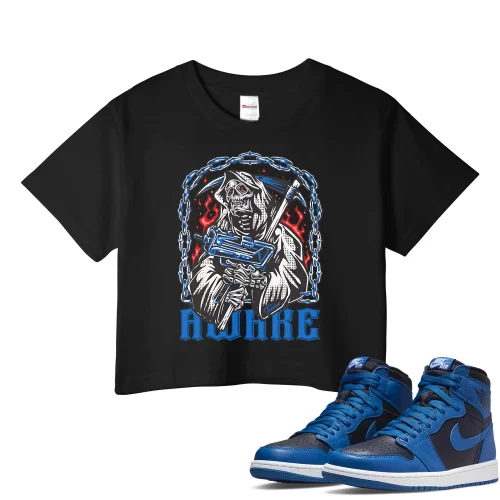 TeeVivo Crop Top Match Air Jordan 1 Retro High OG Dark Marina Blue Awake – Air Jordan 1 Crop Top, AJ1 Crop Top