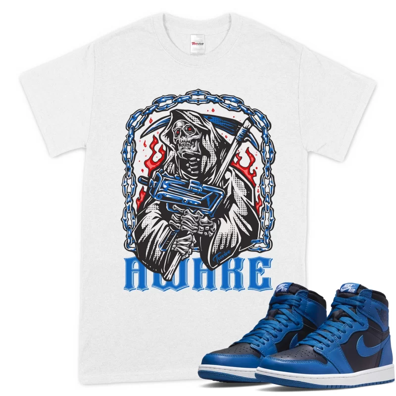 TeeVivo T-Shirt Match Air Jordan 1 Retro High OG Dark Marina Blue Awake – Air Jordan 1 Shirt, AJ1 Shirt