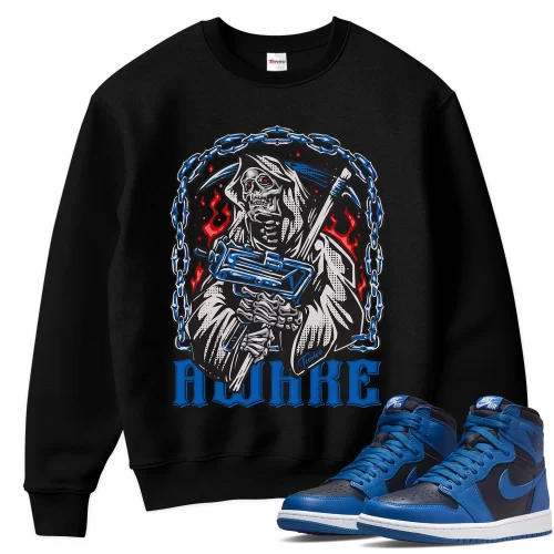 TeeVivo Sweatshirt Match Air Jordan 1 Retro High OG Dark Marina Blue Awake – Air Jordan 1 Sweatshirt, AJ1 Sweatshirt