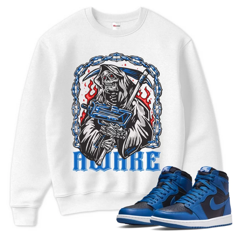 TeeVivo Sweatshirt Match Air Jordan 1 Retro High OG Dark Marina Blue Awake – Air Jordan 1 Sweatshirt, AJ1 Sweatshirt