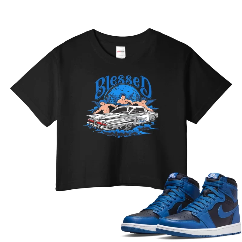TeeVivo Crop Top Match Air Jordan 1 Retro High OG Dark Marina Blue Blessed – Air Jordan 1 Crop Top, AJ1 Crop Top
