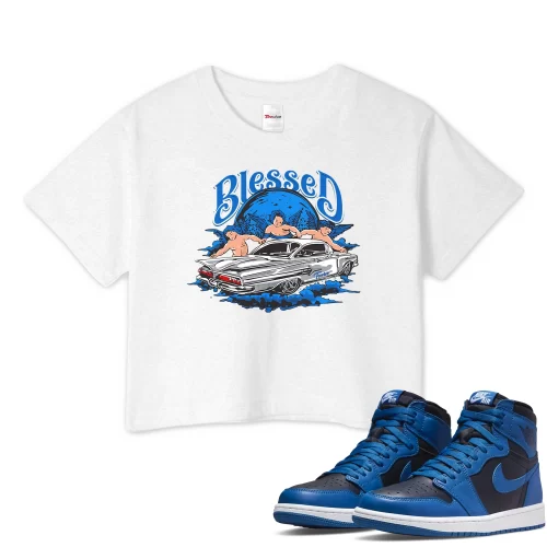 TeeVivo Crop Top Match Air Jordan 1 Retro High OG Dark Marina Blue Blessed – Air Jordan 1 Crop Top, AJ1 Crop Top