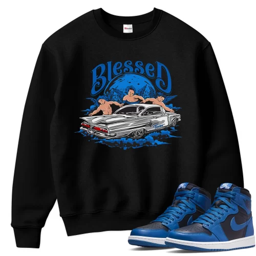 TeeVivo Sweatshirt Match Air Jordan 1 Retro High OG Dark Marina Blue Blessed – Air Jordan 1 Sweatshirt, AJ1 Sweatshirt