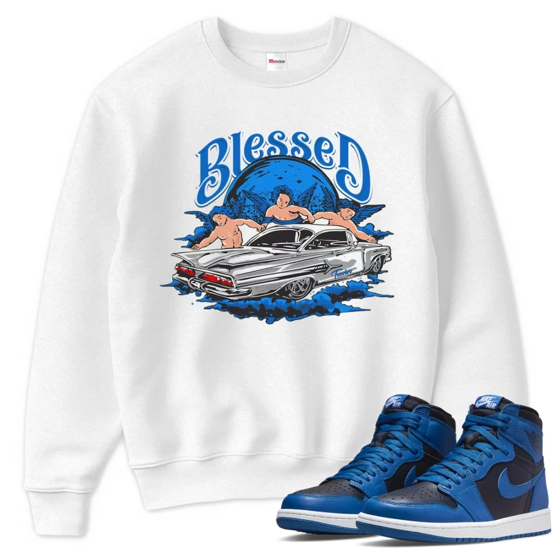 TeeVivo Sweatshirt Match Air Jordan 1 Retro High OG Dark Marina Blue Blessed – Air Jordan 1 Sweatshirt, AJ1 Sweatshirt