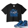 TeeVivo Crop Top Match Air Jordan 1 Retro High OG Dark Marina Blue Burning the ground – Air Jordan 1 Crop Top, AJ1 Crop Top