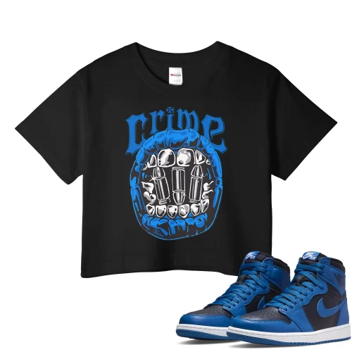 TeeVivo Crop Top Match Air Jordan 1 Retro High OG Dark Marina Blue Crime – Air Jordan 1 Crop Top, AJ1 Crop Top