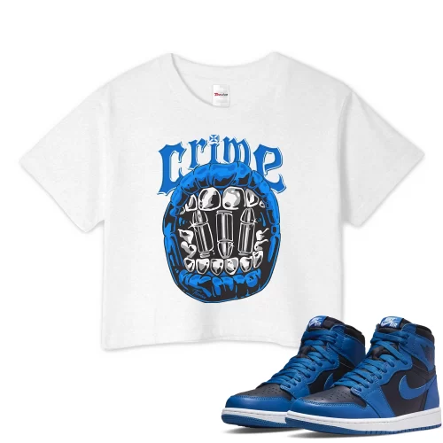 TeeVivo Crop Top Match Air Jordan 1 Retro High OG Dark Marina Blue Crime – Air Jordan 1 Crop Top, AJ1 Crop Top