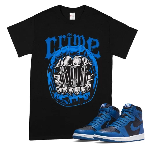 TeeVivo T-Shirt Match Air Jordan 1 Retro High OG Dark Marina Blue Crime – Air Jordan 1 Shirt, AJ1 Shirt