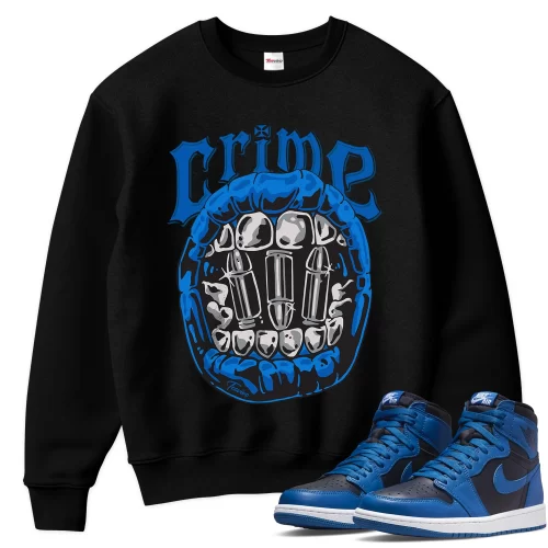TeeVivo Sweatshirt Match Air Jordan 1 Retro High OG Dark Marina Blue Crime – Air Jordan 1 Sweatshirt, AJ1 Sweatshirt