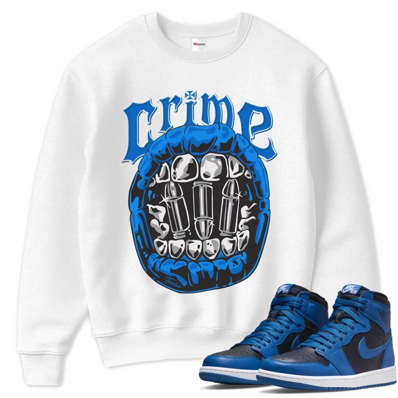 TeeVivo Sweatshirt Match Air Jordan 1 Retro High OG Dark Marina Blue Crime – Air Jordan 1 Sweatshirt, AJ1 Sweatshirt