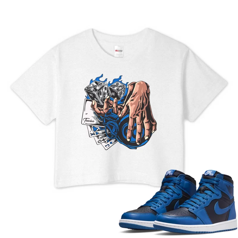 TeeVivo Crop Top Match Air Jordan 1 Retro High OG Dark Marina Blue Gambling – Air Jordan 1 Crop Top, AJ1 Crop Top