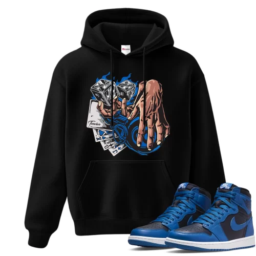 TeeVivo Hoodie Match Air Jordan 1 Retro High OG Dark Marina Blue Gambling – Air Jordan 1 Hoodie, AJ1 Hoodie