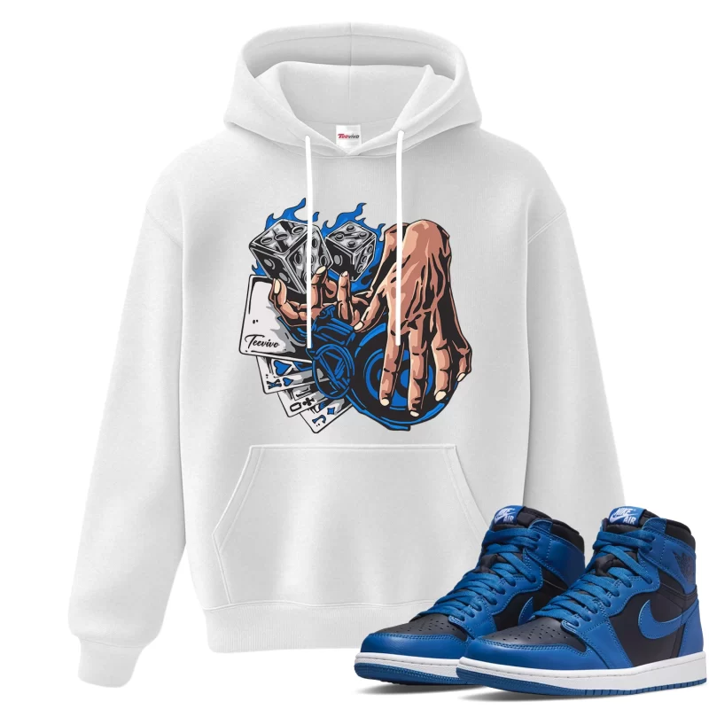 TeeVivo Hoodie Match Air Jordan 1 Retro High OG Dark Marina Blue Gambling – Air Jordan 1 Hoodie, AJ1 Hoodie