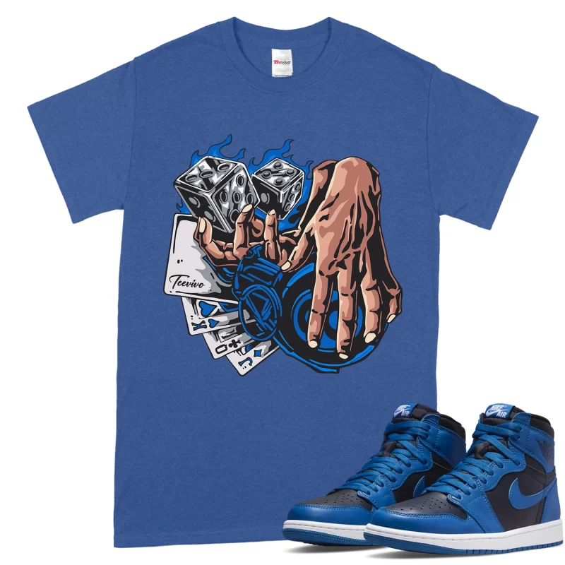 TeeVivo T-Shirt Match Air Jordan 1 Retro High OG Dark Marina Blue Gambling – Air Jordan 1 Shirt, AJ1 Shirt