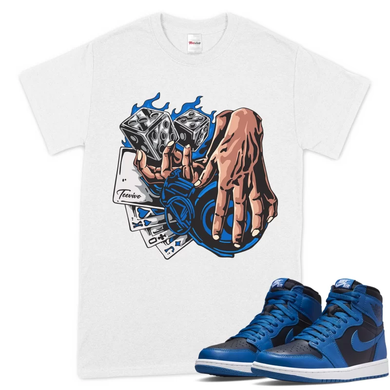 TeeVivo T-Shirt Match Air Jordan 1 Retro High OG Dark Marina Blue Gambling – Air Jordan 1 Shirt, AJ1 Shirt