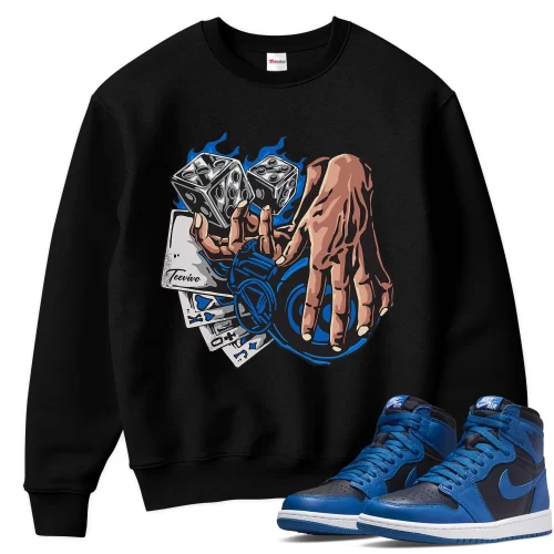 TeeVivo Sweatshirt Match Air Jordan 1 Retro High OG Dark Marina Blue Gambling – Air Jordan 1 Sweatshirt, AJ1 Sweatshirt