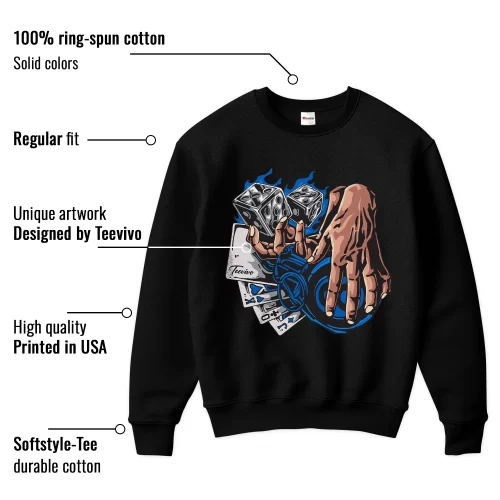 TeeVivo Sweatshirt Match Air Jordan 1 Retro High OG Dark Marina Blue Gambling – Air Jordan 1 Sweatshirt, AJ1 Sweatshirt