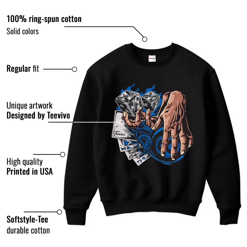 TeeVivo Sweatshirt Match Air Jordan 1 Retro High OG Dark Marina Blue Gambling – Air Jordan 1 Sweatshirt, AJ1 Sweatshirt