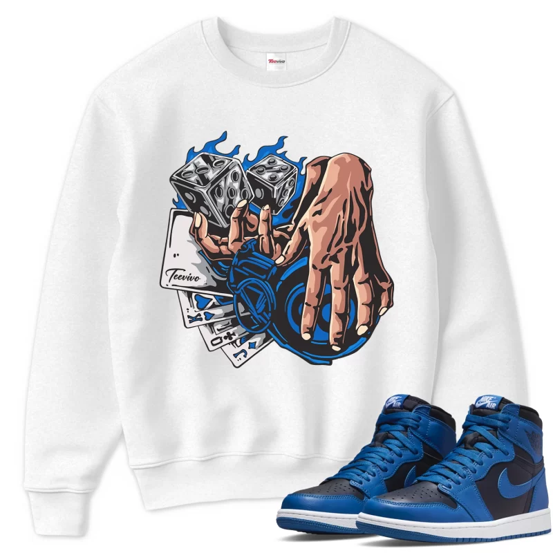 TeeVivo Sweatshirt Match Air Jordan 1 Retro High OG Dark Marina Blue Gambling – Air Jordan 1 Sweatshirt, AJ1 Sweatshirt