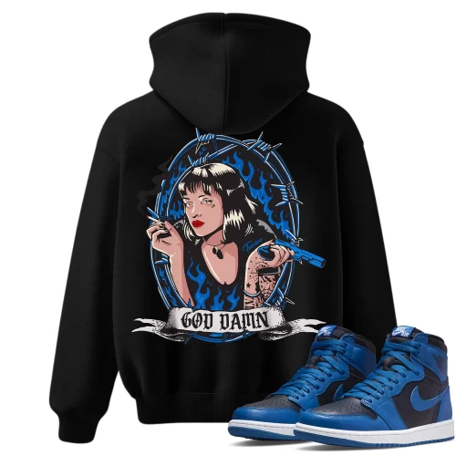 TeeVivo Hoodie Match Air Jordan 1 Retro High OG Dark Marina Blue God Daaamn – Air Jordan 1 Hoodie, AJ1 Hoodie