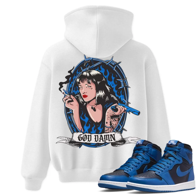 TeeVivo Hoodie Match Air Jordan 1 Retro High OG Dark Marina Blue God Daaamn – Air Jordan 1 Hoodie, AJ1 Hoodie