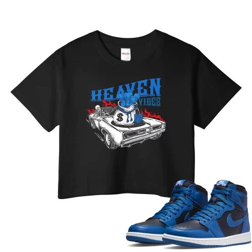 TeeVivo Crop Top Match Air Jordan 1 Retro High OG Dark Marina Blue Heaven vibes – Air Jordan 1 Crop Top, AJ1 Crop Top