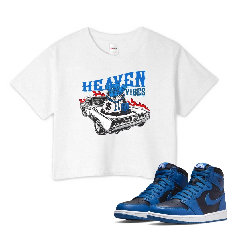 TeeVivo Crop Top Match Air Jordan 1 Retro High OG Dark Marina Blue Heaven vibes – Air Jordan 1 Crop Top, AJ1 Crop Top