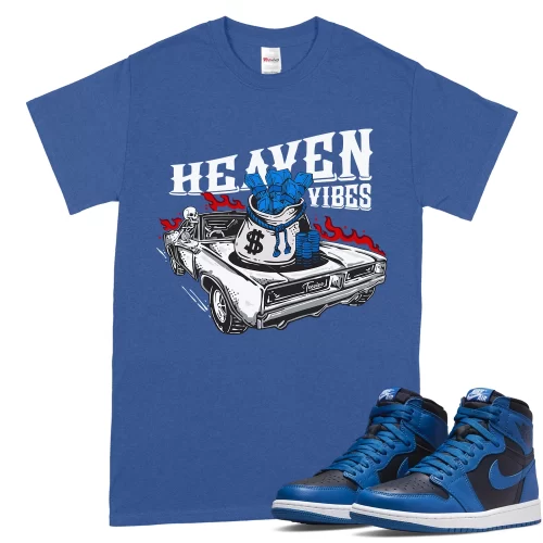 TeeVivo T-Shirt Match Air Jordan 1 Retro High OG Dark Marina Blue Heaven vibes – Air Jordan 1 Shirt, AJ1 Shirt