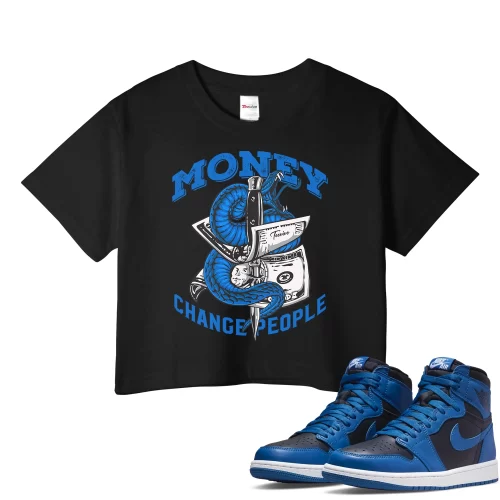TeeVivo Crop Top Match Air Jordan 1 Retro High OG Dark Marina Blue Money change people – Air Jordan 1 Crop Top, AJ1 Crop Top