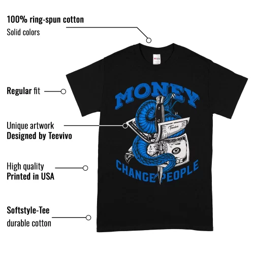 TeeVivo T-Shirt Match Air Jordan 1 Retro High OG Dark Marina Blue Money change people – Air Jordan 1 Shirt, AJ1 Shirt