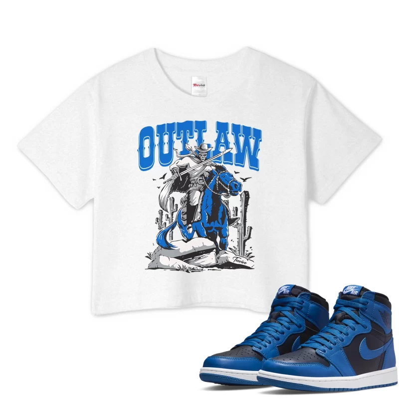 TeeVivo Crop Top Match Air Jordan 1 Retro High OG Dark Marina Blue Outlaw – Air Jordan 1 Crop Top, AJ1 Crop Top