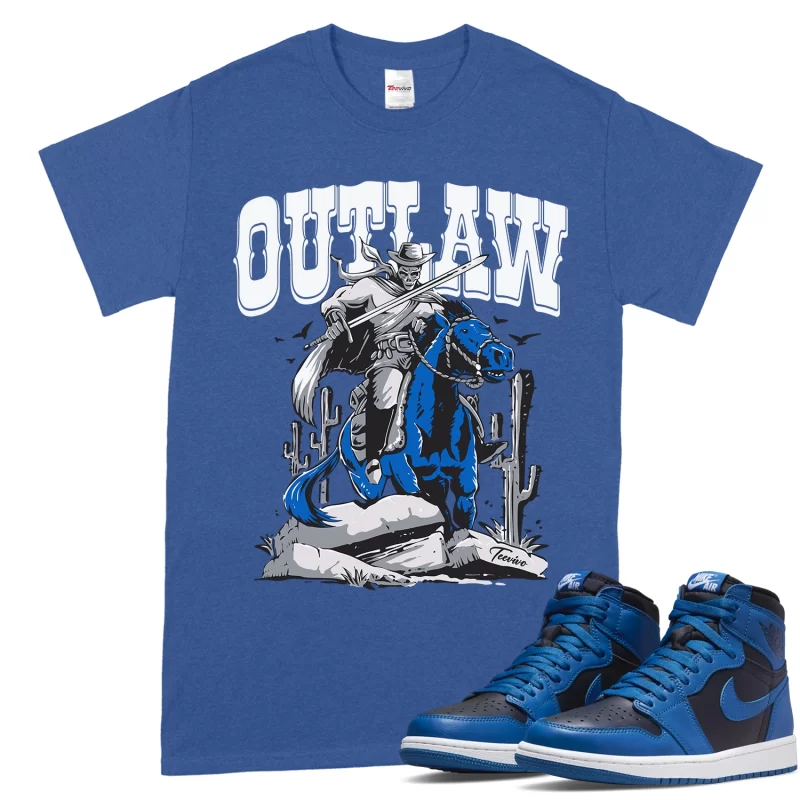TeeVivo T-Shirt Match Air Jordan 1 Retro High OG Dark Marina Blue Outlaw – Air Jordan 1 Shirt, AJ1 Shirt